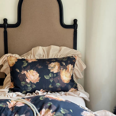 Vintage Rose Flowers Print Ruffles Duvet Cover Bedding Set